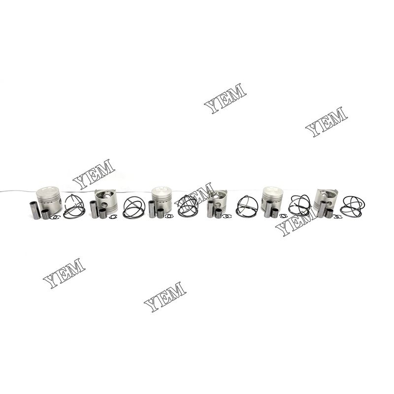 6PCS Piston With Rings For Fits Mitsubishi 6DR5 Forklift Diesel Engine