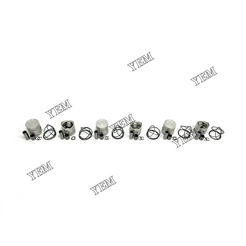 6PCS Piston With Rings For Fits Mitsubishi 6DR5 Forklift Diesel Engine
